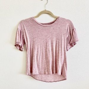 Girls Pink Loose Ruffle Tee